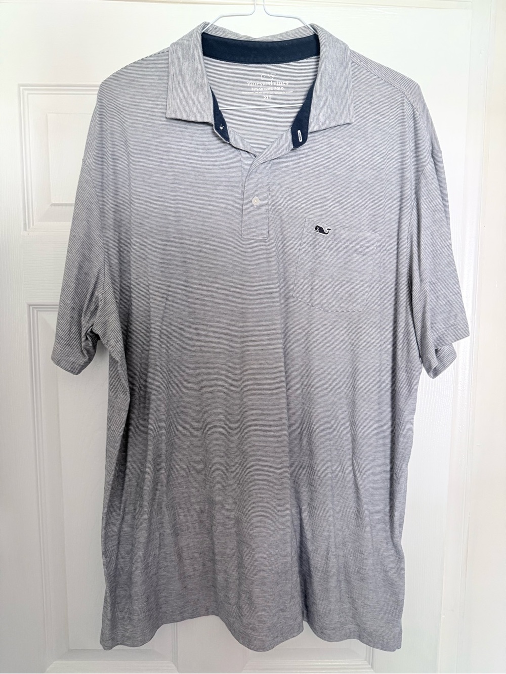 Vineyard Vines Men’s Heather Gray Polo with Navy Trim